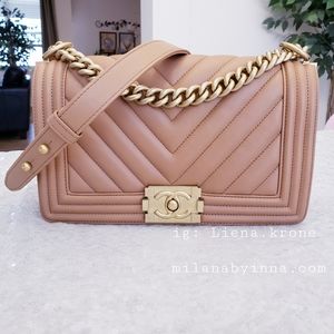 Chanel Lambskin medium dark beige bag